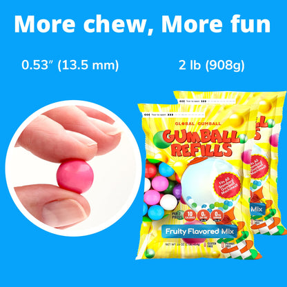 Mini Gumballs 0.5 inch (13mm) - 2 LB - Double Bubble Gumballs