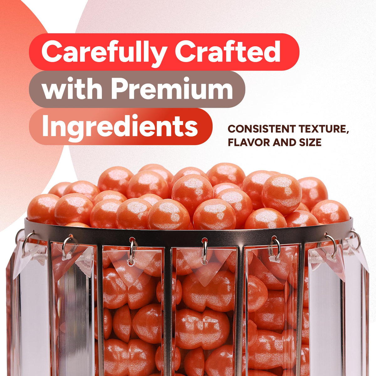 Shimmer Gumballs for Gumball Machine Pearl Assorted Candy - Fruit Flavored Gum 190 pcs 15 oz Chewing Gum - Nostalgic Bubble Gum for Kids, Party Favors Easter Basket Sweet Treats, 16mm (0.62 inch) (Orange)