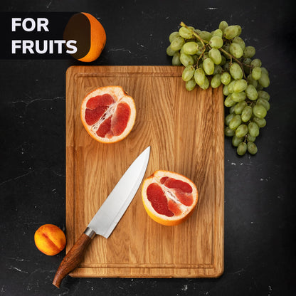16x12 Inches Large Wood Cutting Board - Oak Cutting Board with Juice Groove - Steak Board - Fruit Cutting Board - Real Wood Cutting Board