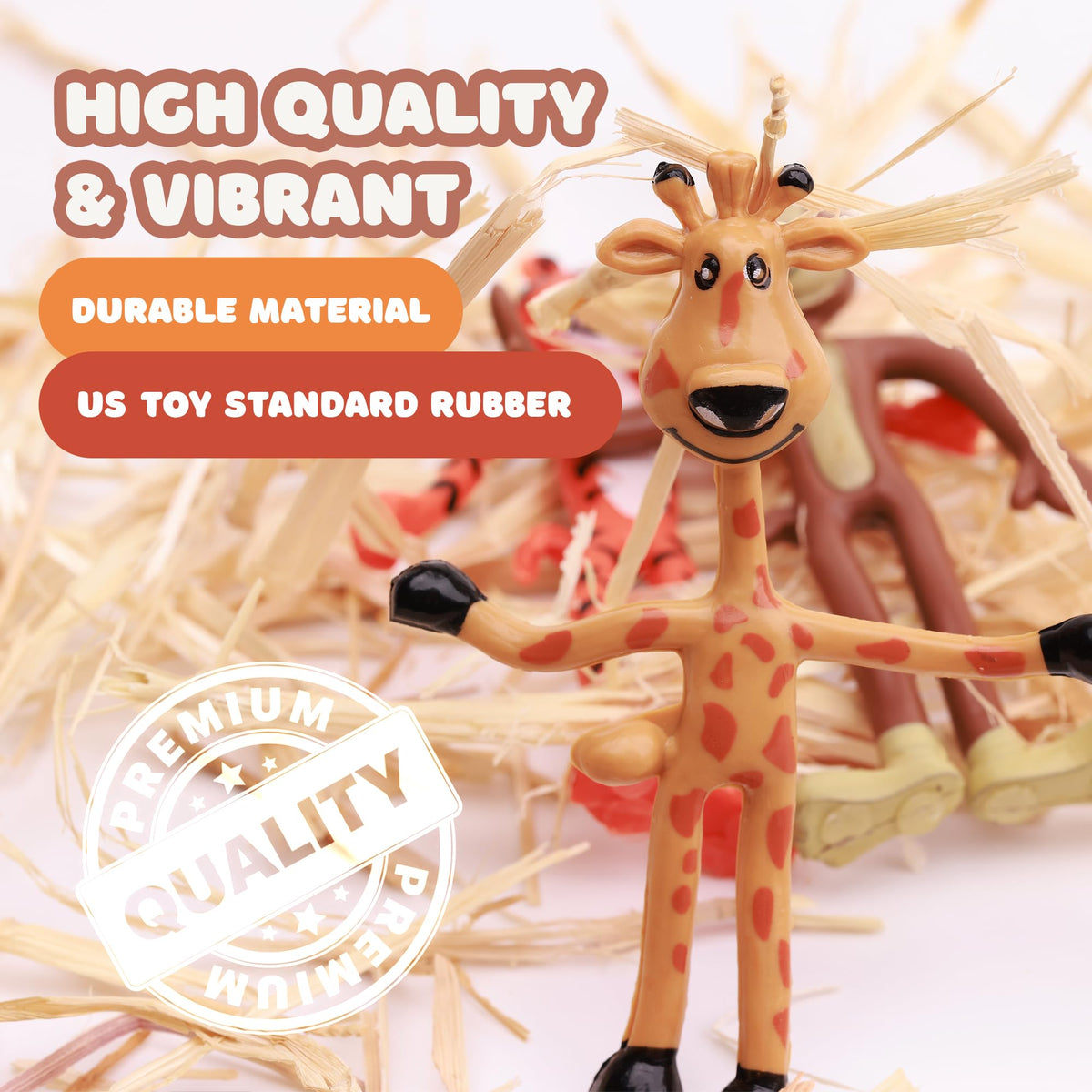 Bendable Zoo Animals 12 pcs 4 inch Wild Animal Toys in 4 Designs - Flexible Safari Animals Figures Party Favors Jungle Animals - Pinata Stuffers Rainforest Animals Figures Stress Educational Toys