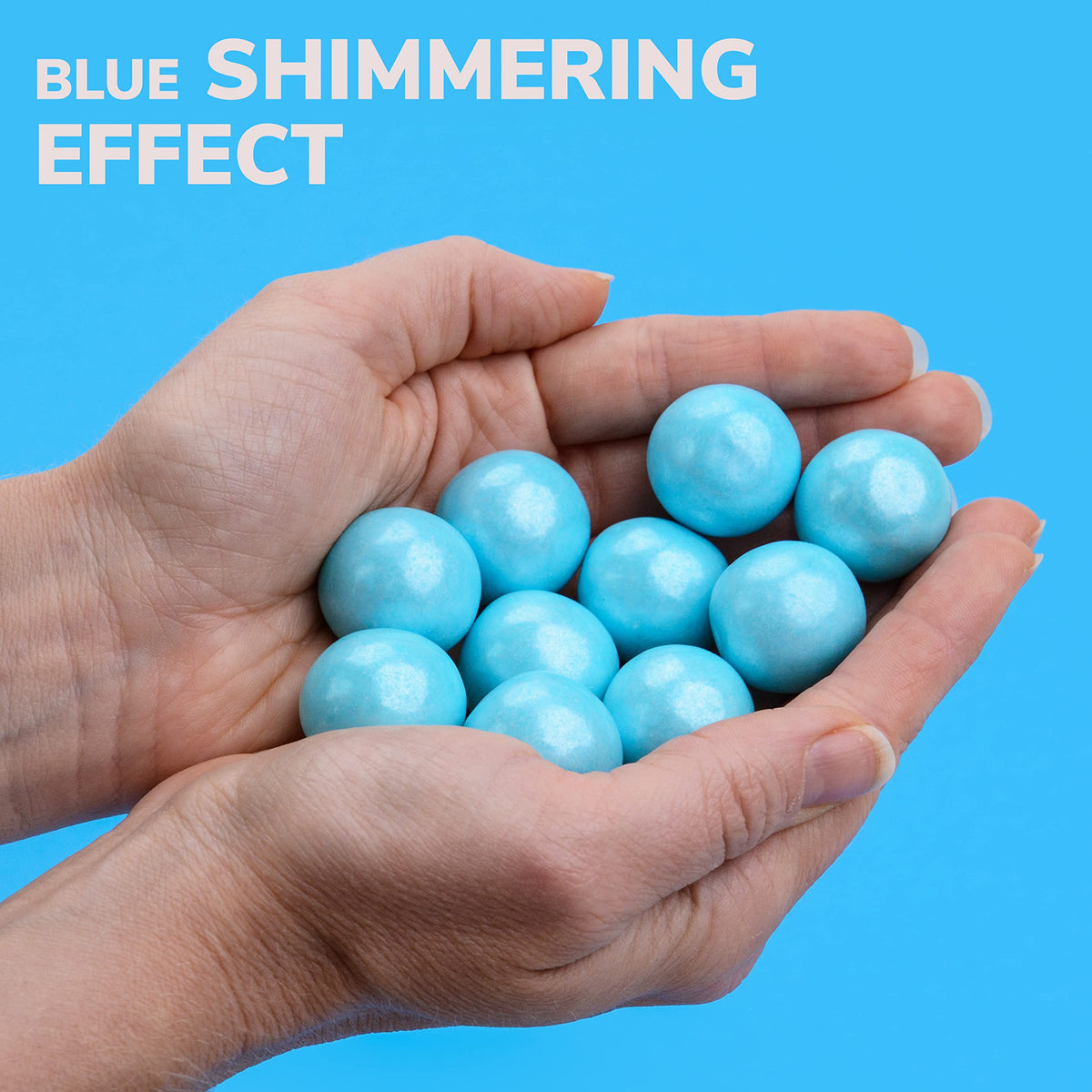 Gumballs for Gumball Machine - Shimmer Powder Blue Gumballs - Blueberry Flavored Bubble Gum 1 Inch Large Gumballs - Kids Gum - Bulk Gum Balls 2 Lb