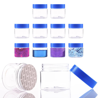 Plastic Jars with Lids - 2 OZ Small Travel Jars - Clear Plastic Containers for Cream Makeup Lotion - Leak Proof