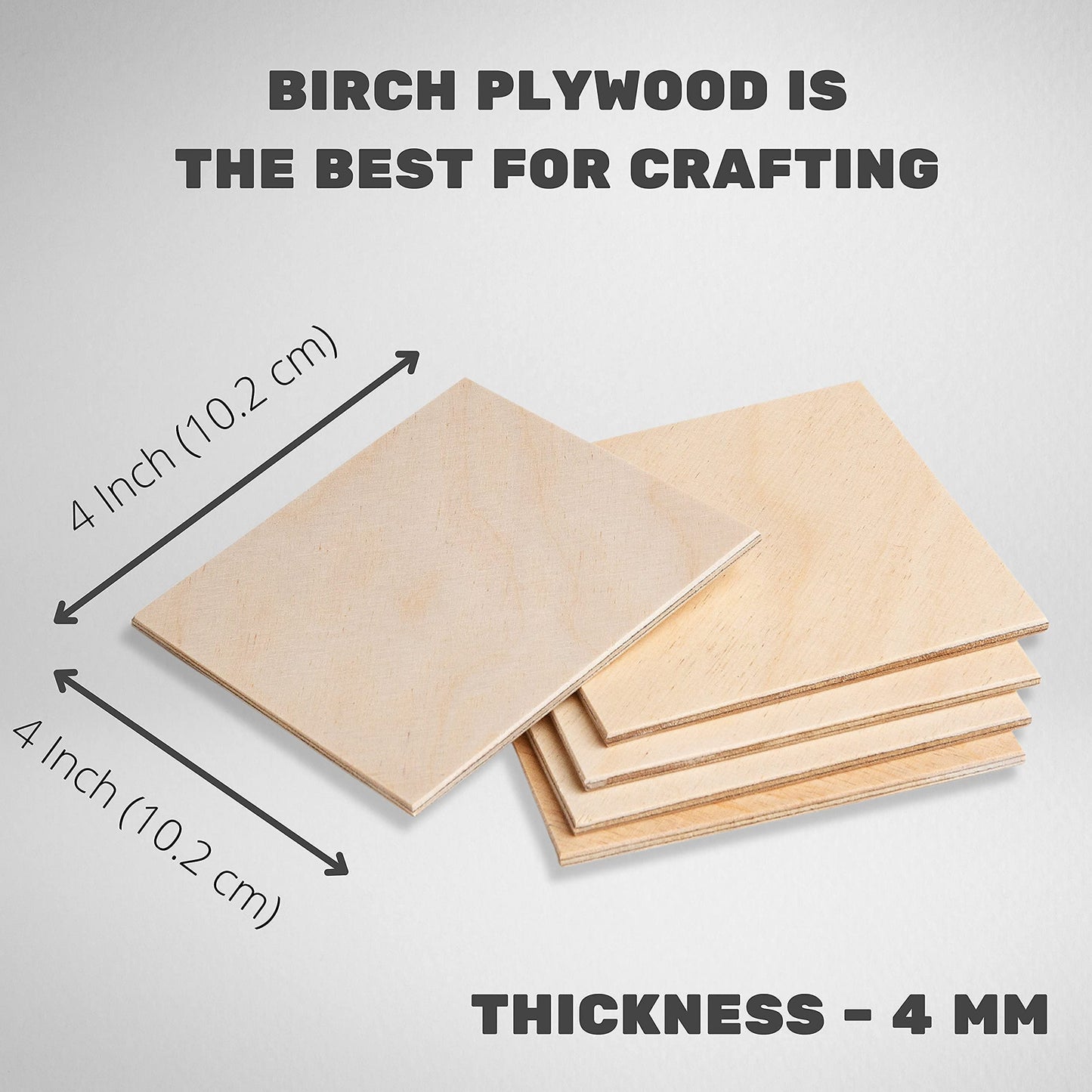 4x4 Plywood Squares - 12 Pcs Birch Wood Squares - 4 Inch Tiles - Thin Wood for Wood Burning Projects - Crafting Plywood Wooden Pieces to Paint