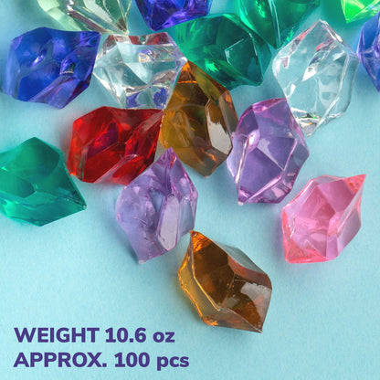 Acrylic Gems - 10.6 OZ (300 g) Jewels - Assorted Color Plastic Gemstones - Table Scatters Crystals - Aquarium Jewels Decor