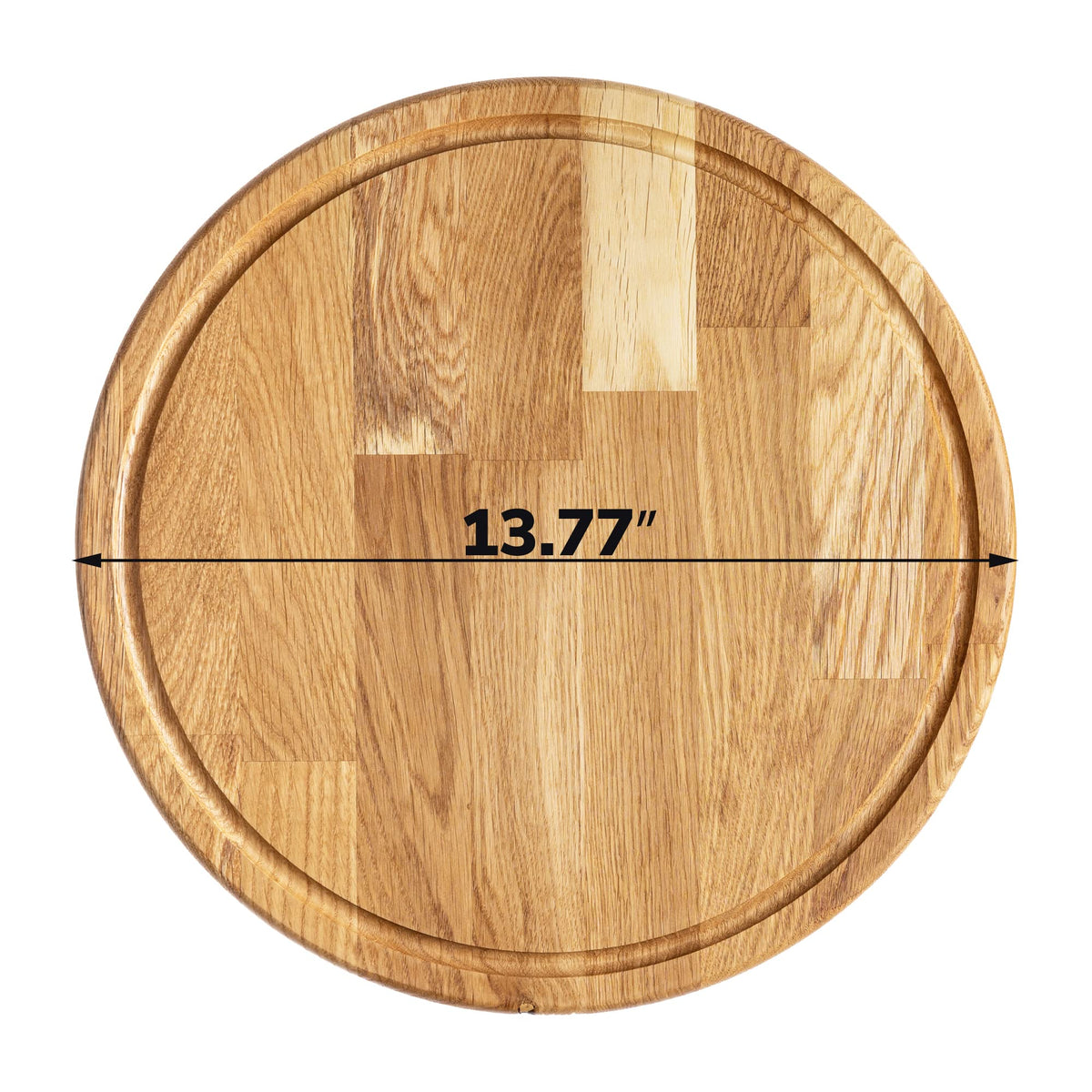 14 Inches Round Wood Cutting Board - Oak Cutting Board with Juice Groove - Pizza Cutting Board - Round Charcuterie Board - Wood Serving Board