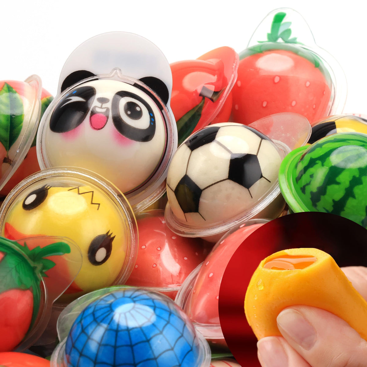 Global Gumball Gummy Candy - Jelly Filled Gummies - Fun Gummy Candies Filled with Fruit Jam - Assorted Flavors - 5 pcs Individually Wrapped Chewy Candy for Kids