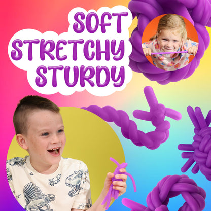 Monkey Noodles - 10 Stretchy Sensory Toys for Kids and Toddlers - Autism Sensory Products - Stretchy String - Party Favors for Kids - Treasure Box Toy for Classroom - Easter Fillers - Purple