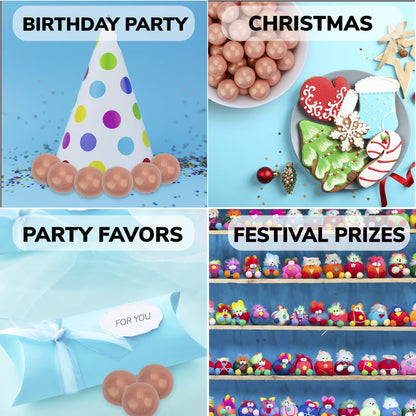 Gumballs for Gumball Machine - Shimmer Rose Gold Gumballs - Bubble Gum Flavoring 1 Inch Large Gumballs - Kids Gum - Bulk Gum Balls 2 Lb