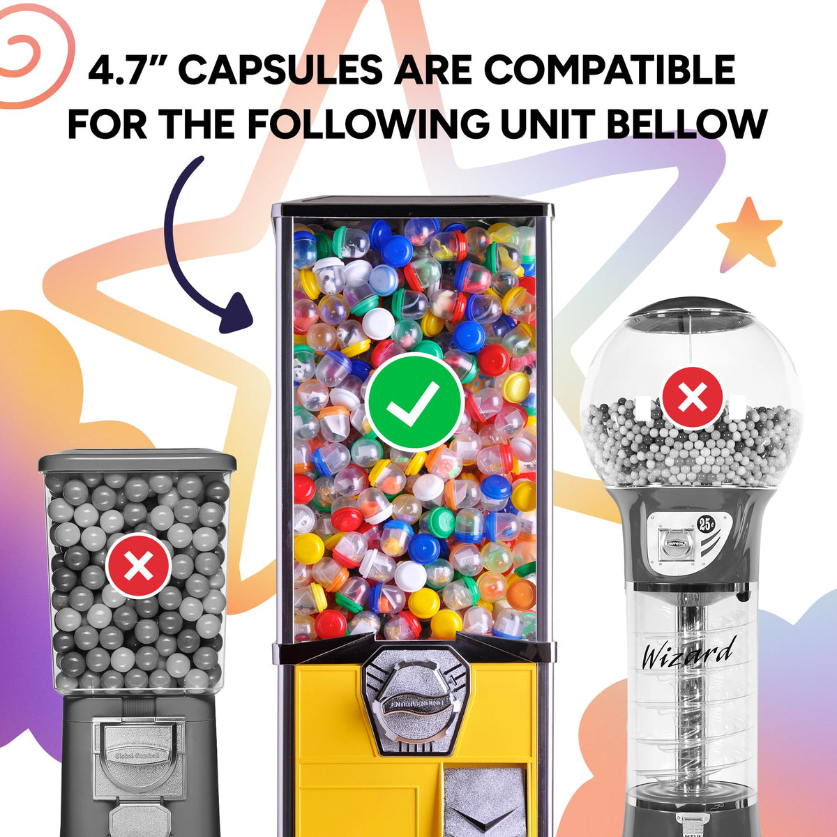 Claw Machine Capsules Translucent Purple Plastic Sphere Party Favor Containers Round 7 pcs 4.7 inch Jumbo Plastic Christmas Ornaments Extra Large Gift Box Craft Party Supplies Vending Capsules
