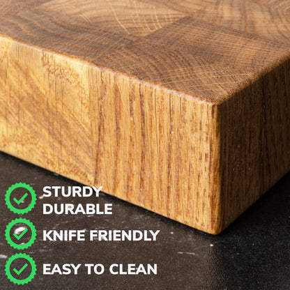 16x12 Inches Oak End Grain Cutting Board - Meat Cutting Chopping Board - Thick Large Cutting Board for Kitchen - Heavy Duty Cutting Board - Black Wood
