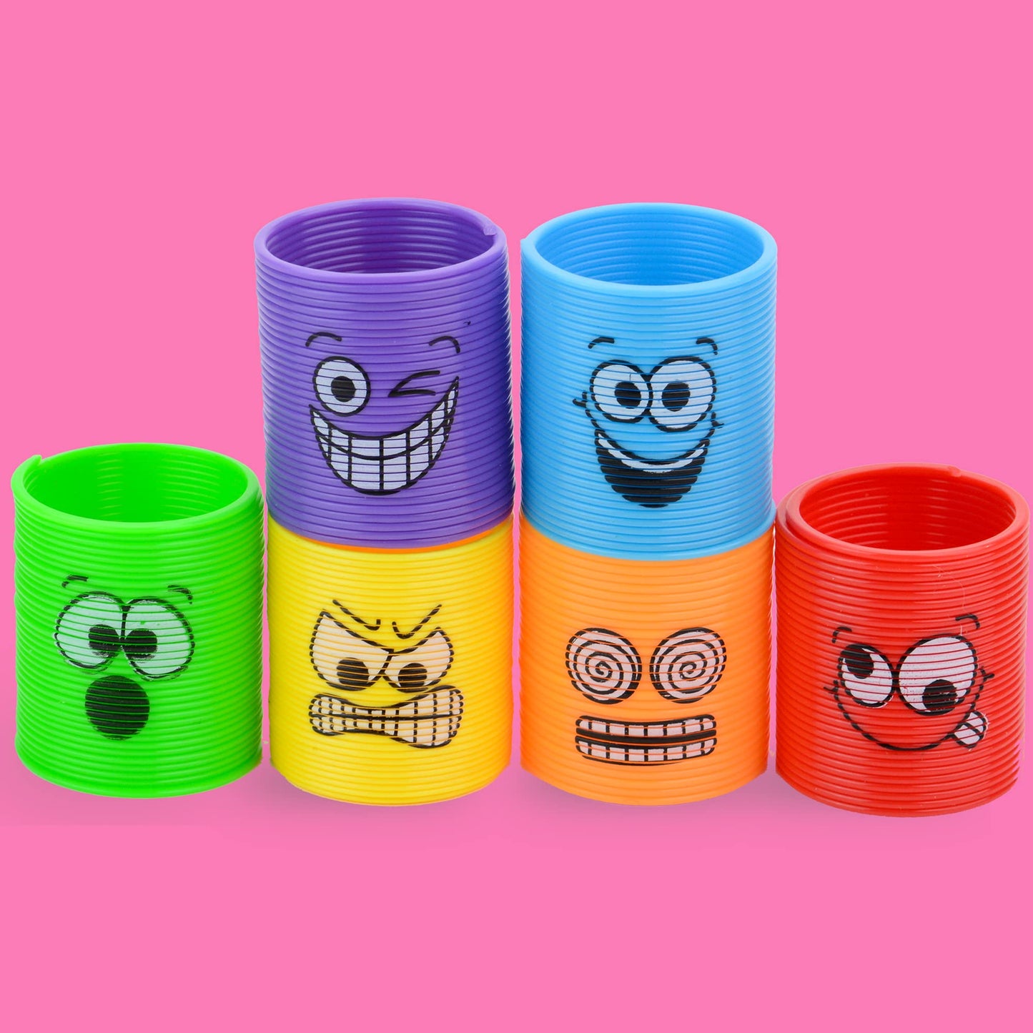 Coil Springs Party Favors for Kids - Emoticon Party Favors Bulk - Coil Spring Bulk Toys 1.38 InchSlinky Party Favors - Easter Gifts for Kids