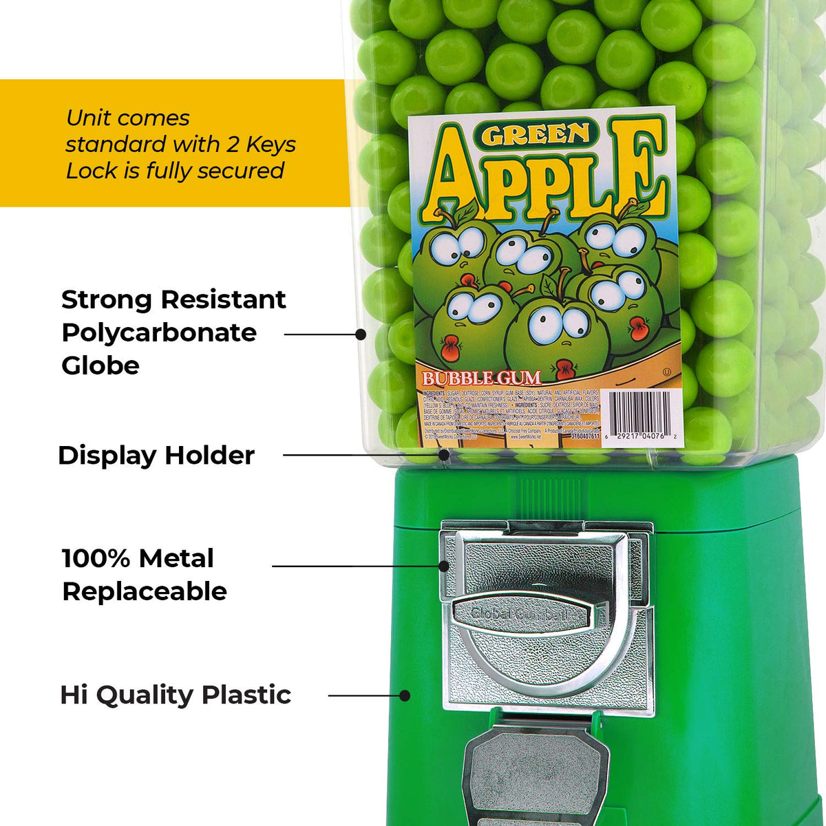 Green Home Vending Machine - Bubble Gum Machine for Kids - Gumball Machine Bank - Coin Gumball Machine - Gift Kid Gum Ball Machine Without Stand
