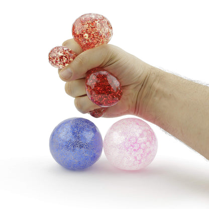 Squishy Toys  - Random Colors Glitter Squeeze Balls - 2.8 Inch Gift Stress Balls for Kids - Stress Relief Toys - Anti Stress Ball Pack