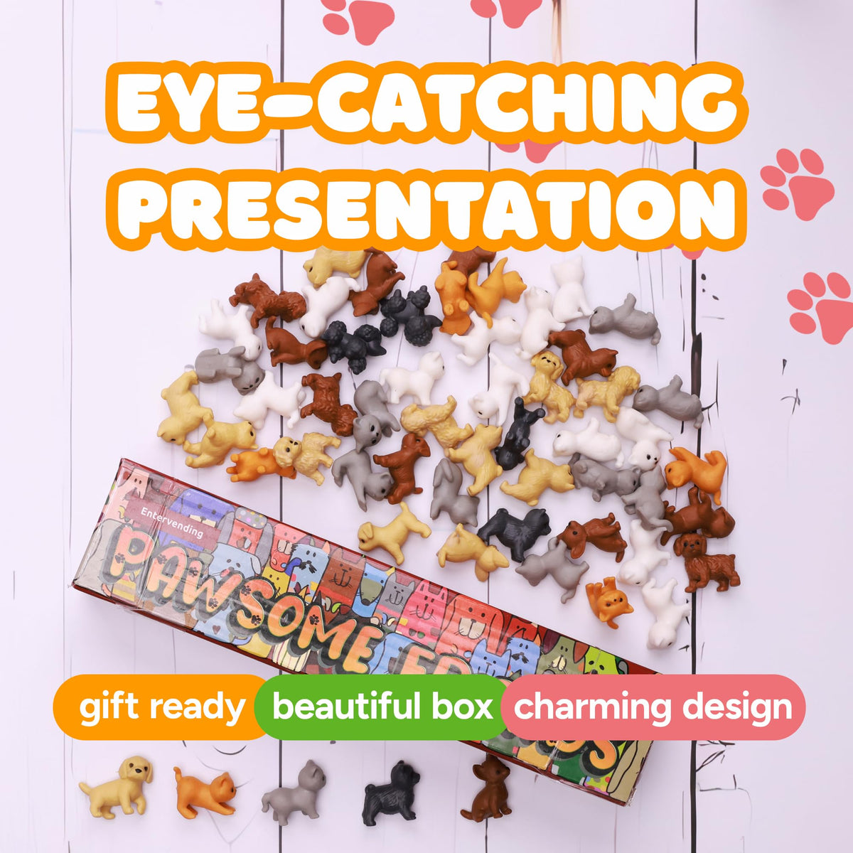 Tiny Dog and Cat Figurines for Kids - Small Animals Toys in Gift Box - Little Pet Toys - Tiny Plastic Toys for Kids Classroom Prizes - 30Pcs - Easter Gifts for Kids
