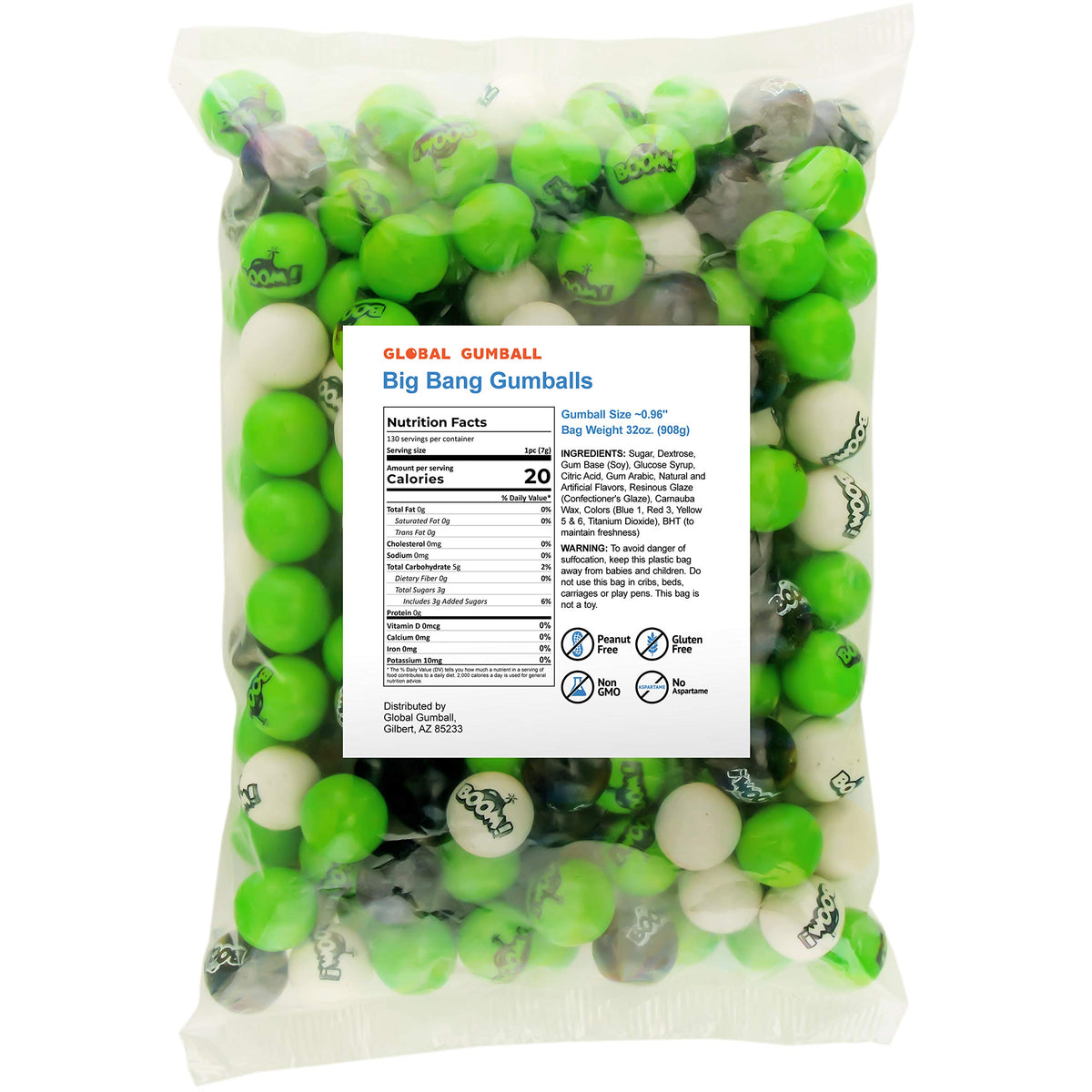 Gumballs for Gumball Machine - BOOM! Bubble Gum Balls - 1 Inch Large Gumballs - Kids Gum - Gumball Machine Refills - Bulk Gum 2 Lb