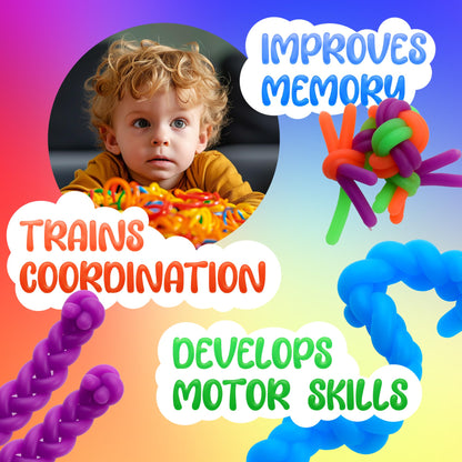 Monkey Noodles - 10 Stretchy Sensory Toys for Kids and Toddlers - Autism Sensory Products - Stretchy String - Party Favors for Kids - Treasure Box Toy for Classroom - Easter Fillers - Pink