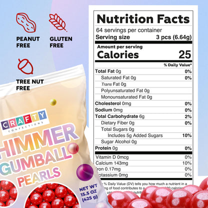 Shimmer Gumballs for Gumball Machine Pearl Assorted Candy - Fruit Flavored Gum 190 pcs 15 oz Chewing Gum - Nostalgic Bubble Gum for Kids, Party Favors Easter Basket Sweet Treats, 16mm (0.62 inch) (Cherry)