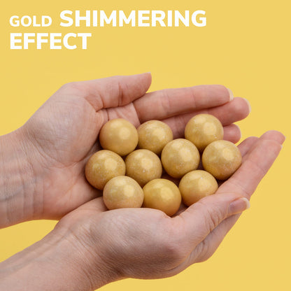 Gumballs for Gumball Machine - Shimmer Gold Gumballs - Bubble Gum Flavoring 1 Inch Large Gumballs - Kids Gum - Bulk Gum Balls 2 Lb