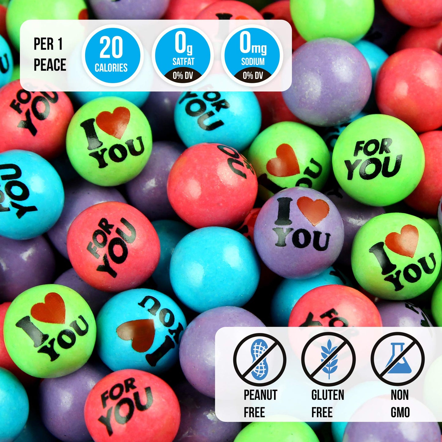Gumballs for Gumball Machine - I Love You Bubble Gum Balls for Kids- 1 Inch Large Gumballs - Gumball Machine Refills - 2 Lb Bubble Gum Bulk