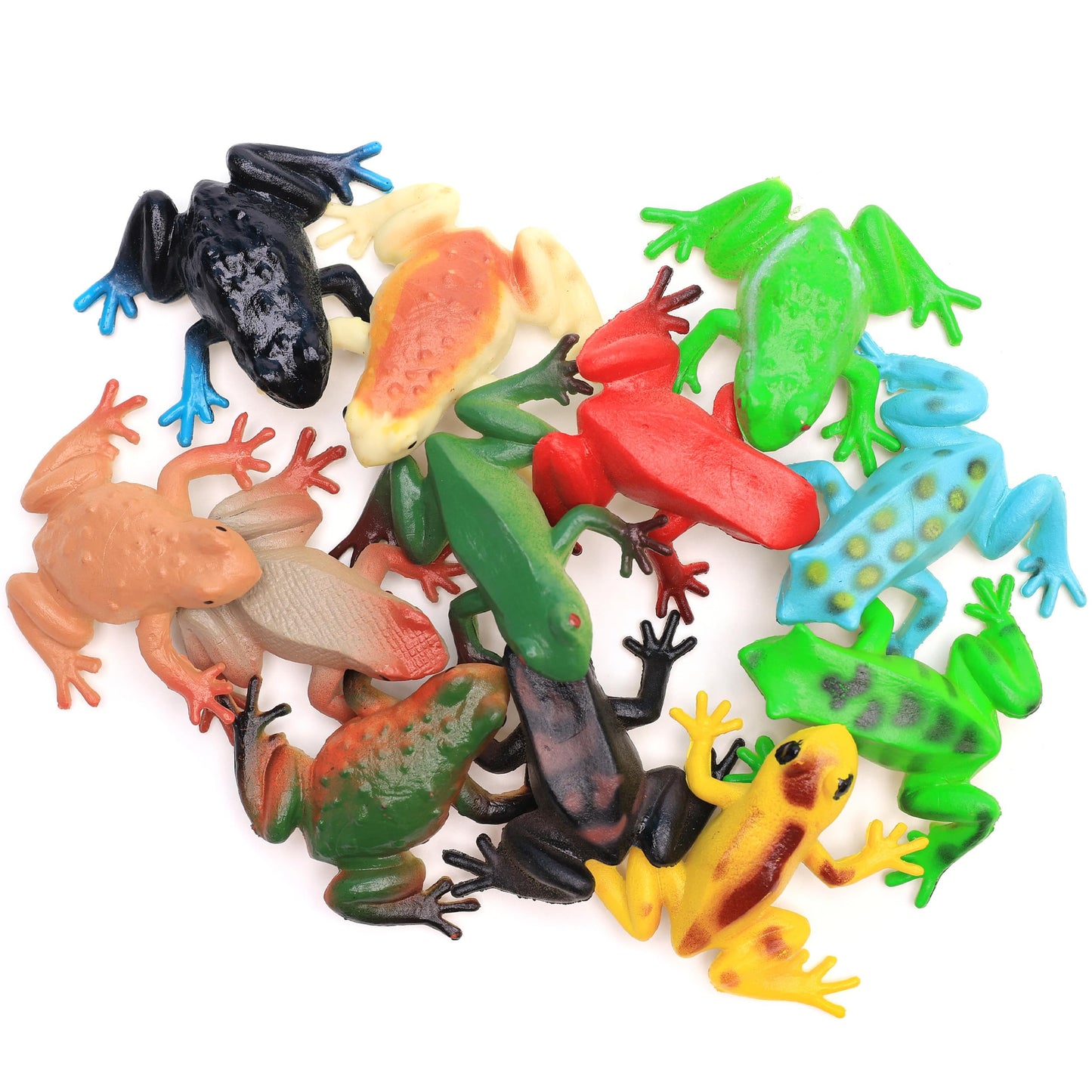 Plastic Frog Toys for Kids Rainforest Woodland Animals, Toy Frogs Set with Realistic Poison Dart Frogs, Miniature Frog Figurines for Kids Party Favors