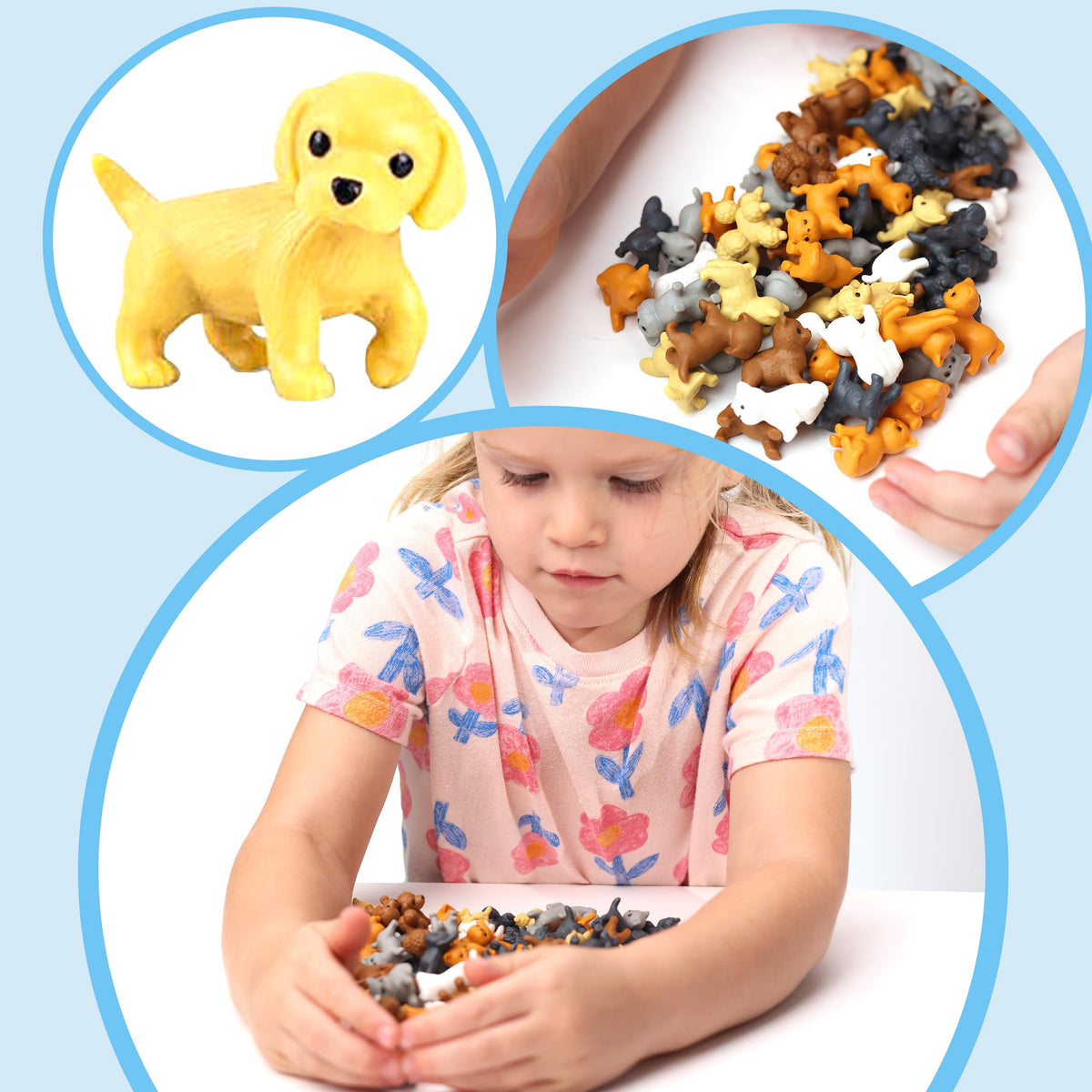 Pet Figurines Toys in Capsule - 50 Pcs - 1.1 Inch Plastic Capsules with Cute Dog and Cat Figurines for Kids - Bulk Toys for Easter Hunt Games - Vending Machines - Classroom Prizes