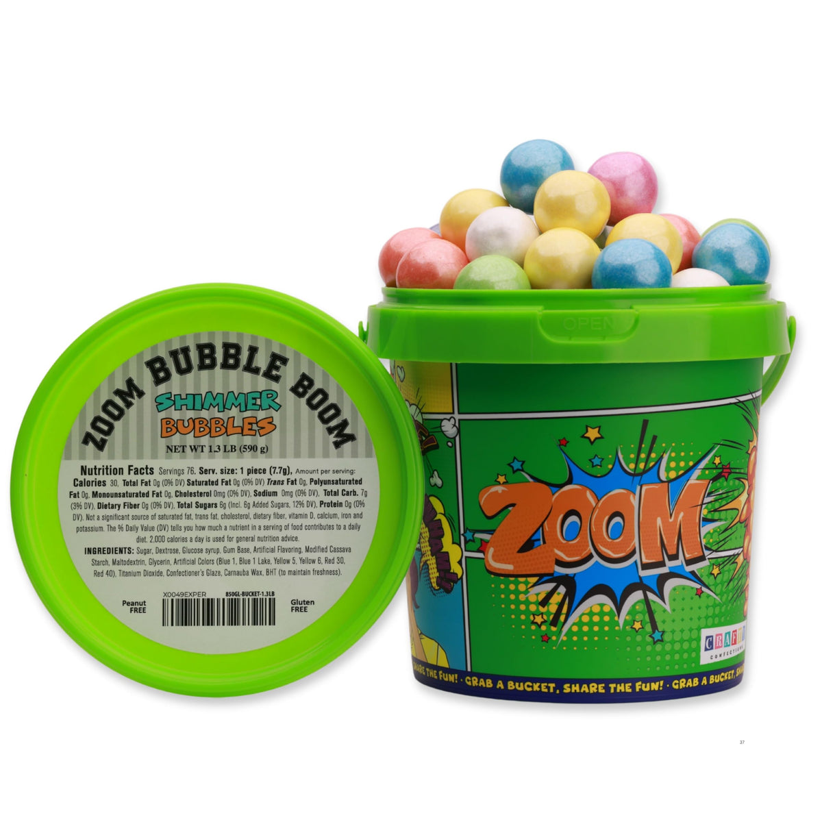 Gumballs for Gumball Machine - Shimmer Spring Mix 1 Inch Large Gumballs in Bucket - 76 Pcs Baseball Softball Bubble Gum for Kids - Sweet Chewing Gum Balls in Bulk 1.3Lb