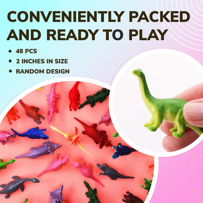 Dinosaur Toys for Kids - 2” Fun and Colorful Fidget Toys, Dinosaurs Party Favors & Birthday Decorations - Classroom Prizes - Easter Toys