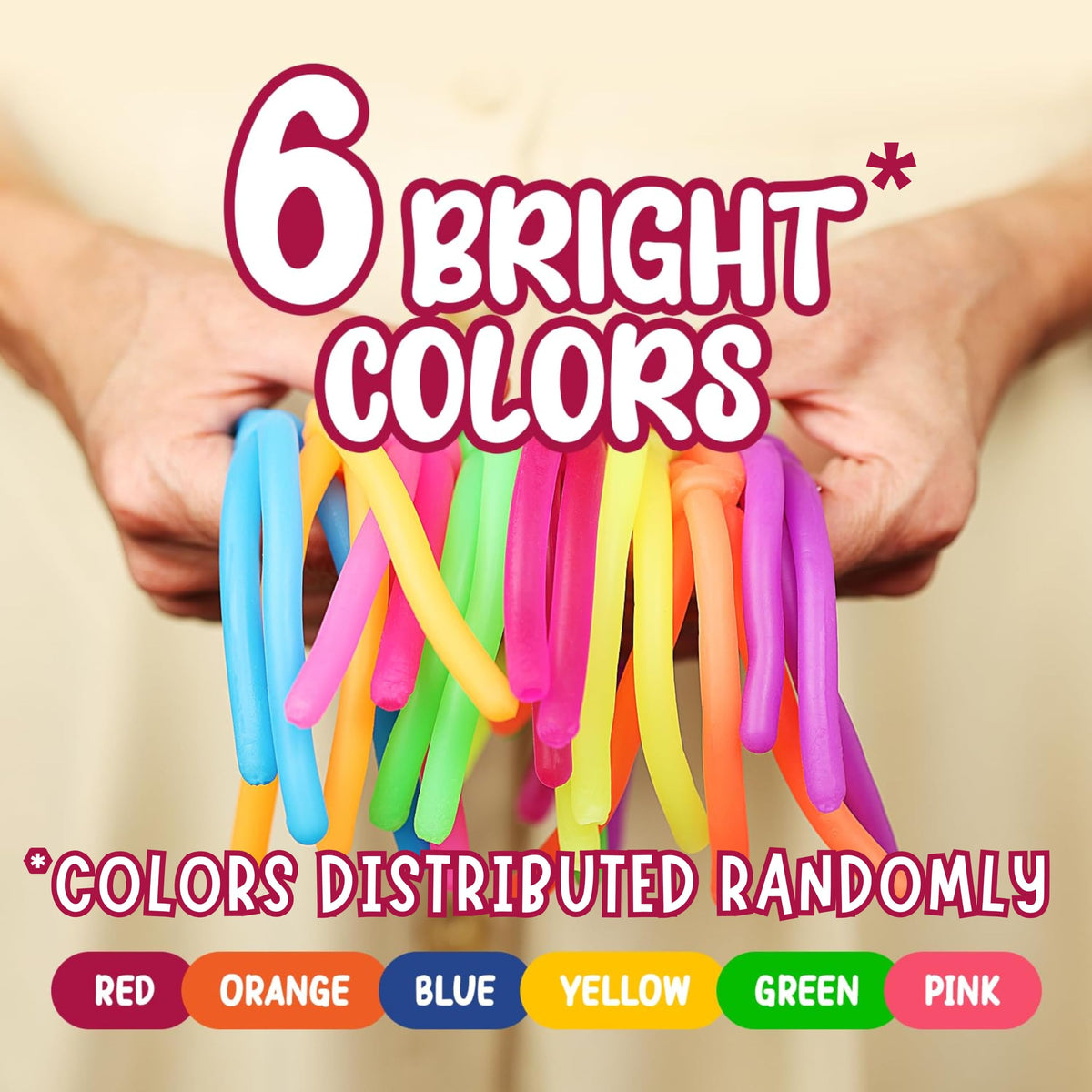 Entervending Monkey Noodles - Fidget Stretchy Sensory Toys for Kids and Toddlers - 12 pcs - Autism Sensory Products - Premium Stretchy String - Party Favors for Kids - Treasure Box Toys for Classroom