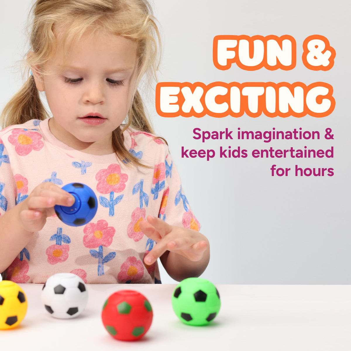 Spinner Balls 1.4'' Mini Fidget Spinner - Soccer Balls - 12 Party Favors & Classroom Prizes - Sensory Toys for Kids 4-12 - Fidget Toy Gifts - Bulk - White