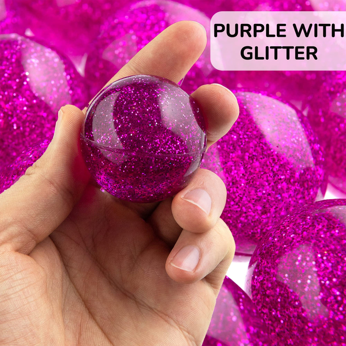 Entervending Bouncy Balls - Party Favors and Gifts - Rubber Balls for Kids - Purple Glitter Bouncy Balls - 25 Pcs Large Bouncy Balls 45mm - Vending Machine Toys - Goodie Bag Fillers