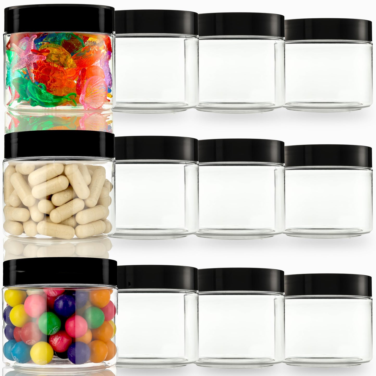 Plastic Jars with Lids - 5 OZ Small Plastic Containers - Travel Cosmetic Containers for Creams - Leak Proof Clear Jar