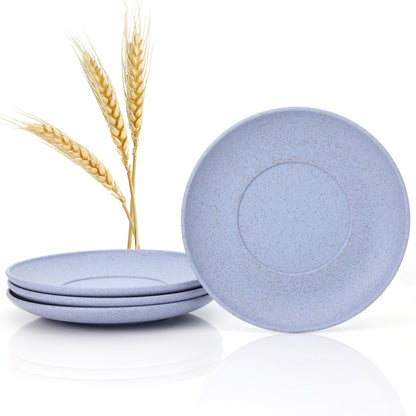 Wheat Straw Plates, Set of 4, Light Weight & Reusable, 4 Colors, Dishwasher & Microwave Safe