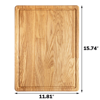16x12 Inches Large Wood Cutting Board - Oak Cutting Board with Juice Groove - Steak Board - Fruit Cutting Board - Real Wood Cutting Board