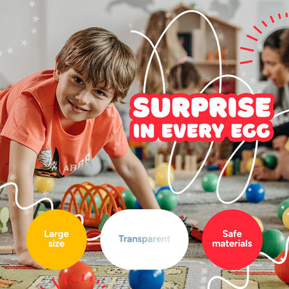 Easter Eggs 3” - Clear Fillable Easter Eggs – 48 pcs - Easter Basket Stuffers - Empty Large Enough to Hold Toy and Candy - Plastic Easter Eggs Filler Bulk - Egg Hunt Kids Surprise