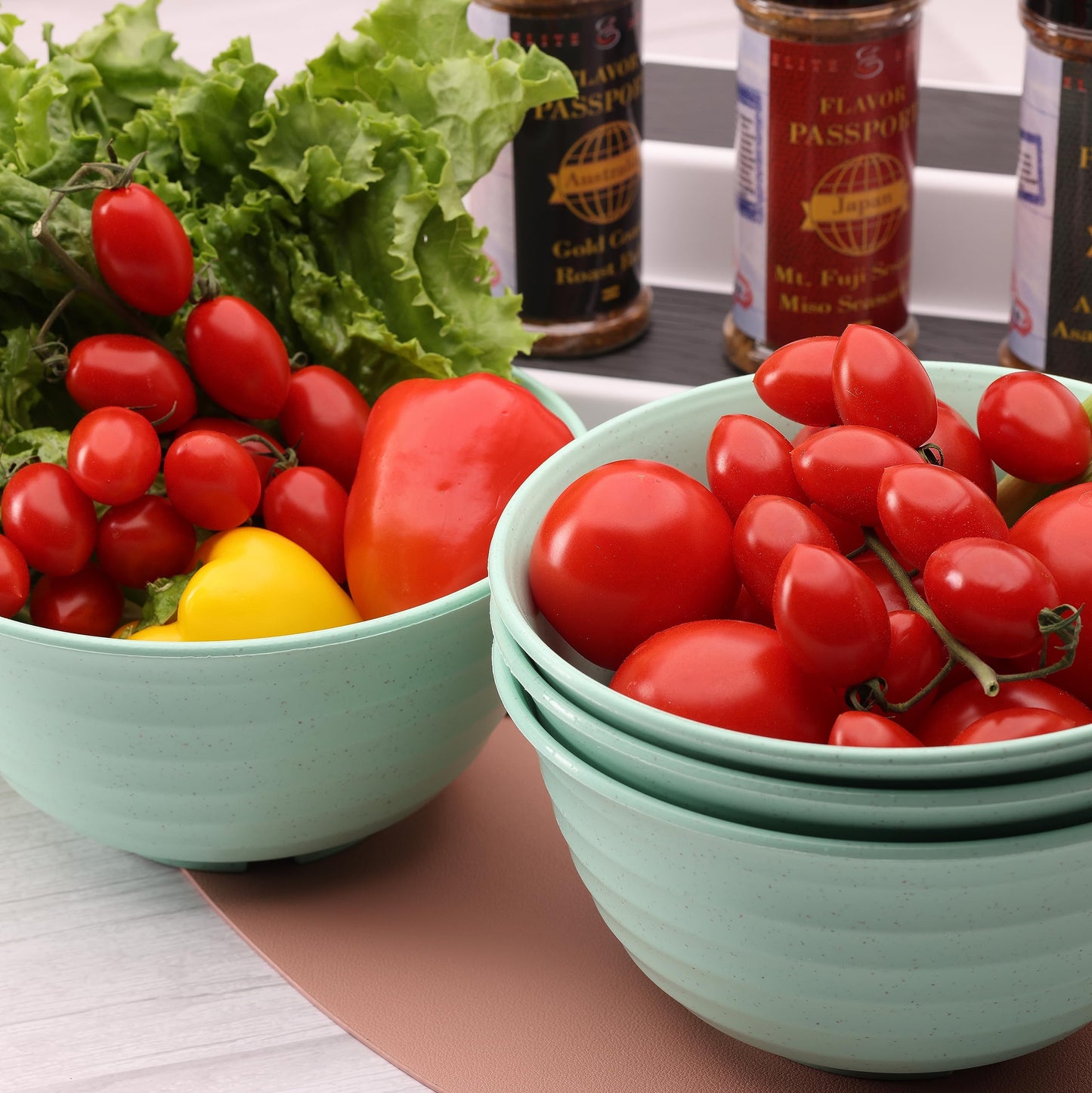 Wheat Straw Large Bowls, Set of 4, Light Weight & Reusable, 4 Colors, Dishwasher & Microwave Safe