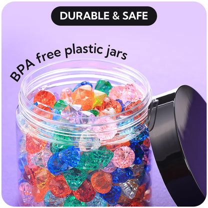Plastic Jars with Lids - 4 OZ Small Plastic Containers - 12 Pack - Travel Cosmetic Containers for Creams - Leak Proof Clear Jar