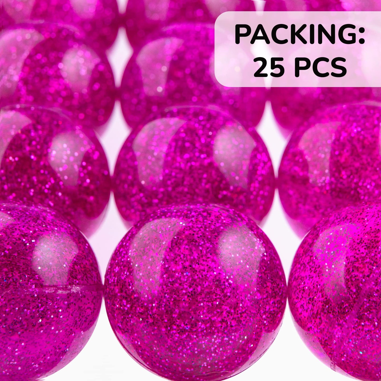 Bouncy Balls - Rubber Balls for Kids - Single Color Glitter Bounce Balls - 25 Pcs Large Bouncy Ball 45 mm - Super Ball Vending Machine Toys