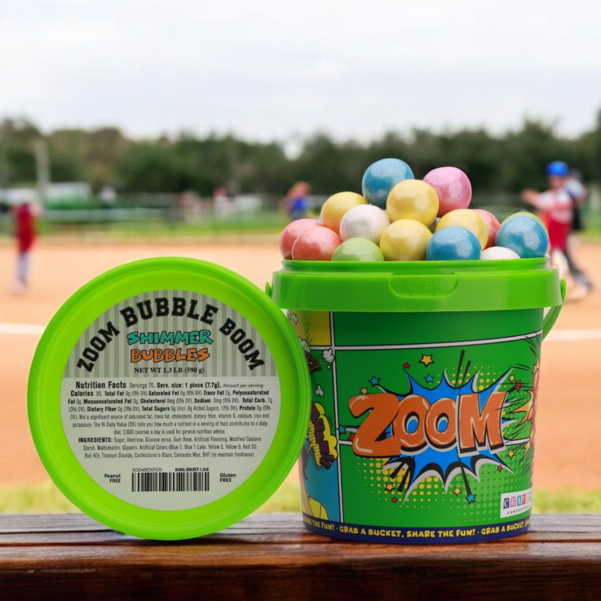 Gumballs for Gumball Machine - Shimmer Spring Mix 1 Inch Large Gumballs in Bucket - 76 Pcs Baseball Softball Bubble Gum for Kids - Sweet Chewing Gum Balls in Bulk 1.3Lb