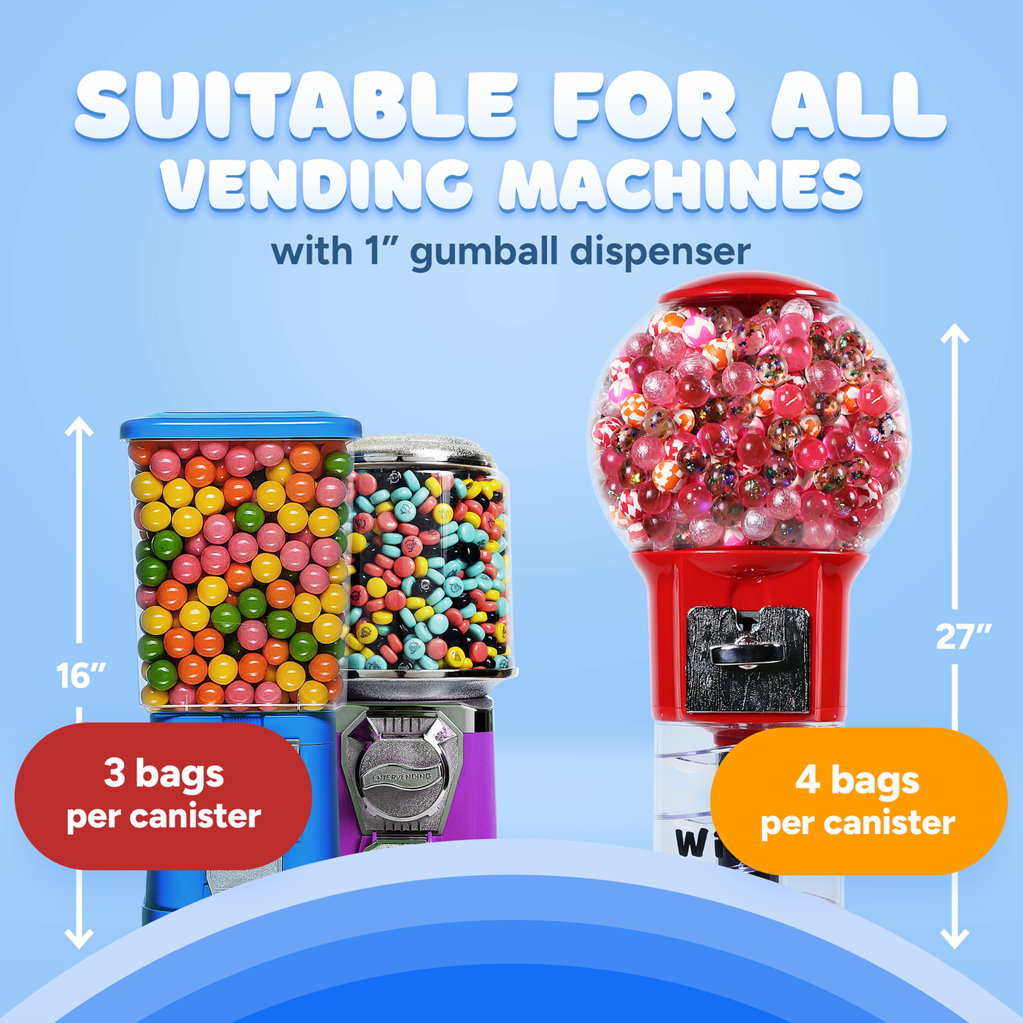 Gumballs for Gumball Machine - 1" Inch King Gumballs - Berry & Fruit Flavors - 2.4 LB Bag