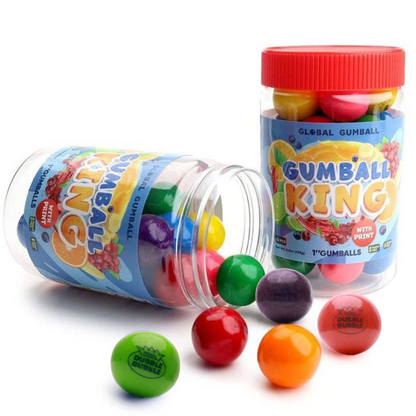 32 pcs of Gumballs in Jar - 1" Inch Large Chewing Bubble Gum - 6 Assorted Flavors