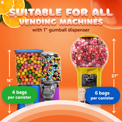 Gumballs for Gumball Machine - 1" Inch Orange Flavored Bubble Gum - 1.7 LB Bag