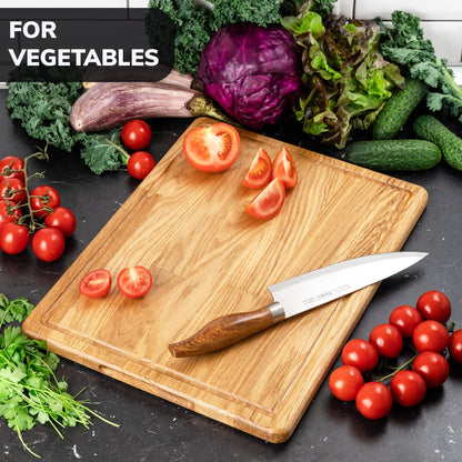 16x12 Inches Large Wood Cutting Board - Oak Cutting Board with Juice Groove - Steak Board - Fruit Cutting Board - Real Wood Cutting Board
