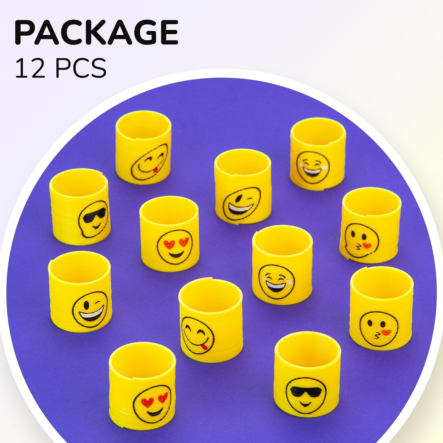 Coil Spring Toy Party Favors for Kids - Emoticon Coil Spring Assortment - Coil Bulk Toys 1.4-12 Pcs - Emoji Mini Toys - Mini Coil for Goody Bags