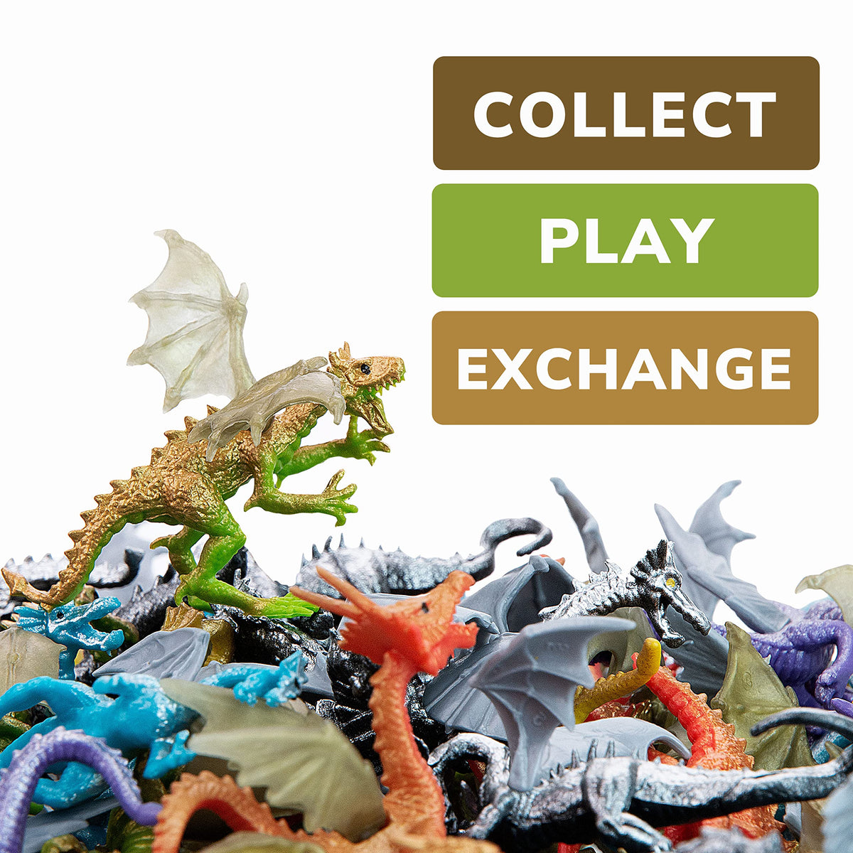 Dragon Toys - 24 Pcs Dragon Playset in The Box - Dragon Figurine for Party Favors - Classroom Prizes Pinata Stuffers - Dragon Toy Goodie Bag Supplies - Bulk Gifts for Kids - Easter Gifts for Kids