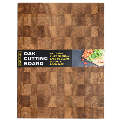 16x12 Inches Oak End Grain Cutting Board - Meat Cutting Chopping Board - Thick Large Cutting Board for Kitchen - Heavy Duty Cutting Board - Black Wood