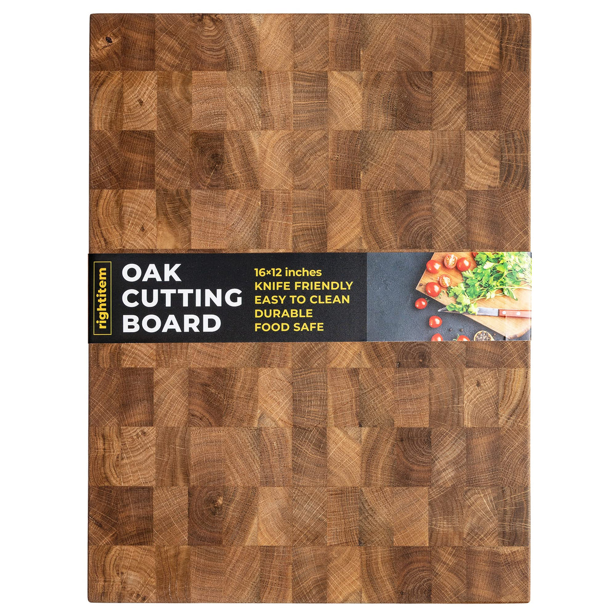16x12 Inches Oak End Grain Cutting Board - Meat Cutting Chopping Board - Thick Large Cutting Board for Kitchen - Heavy Duty Cutting Board - Black Wood