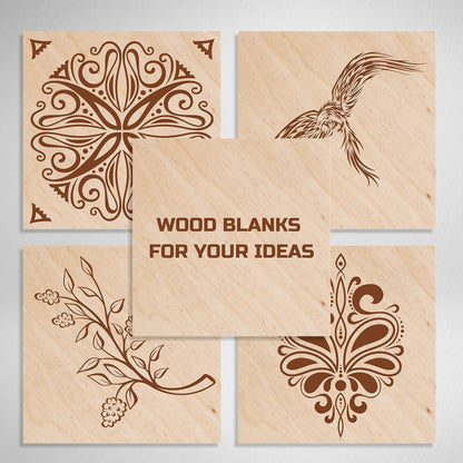 4x4 Plywood Squares - 12 Pcs Birch Wood Squares - 4 Inch Tiles - Thin Wood for Wood Burning Projects - Crafting Plywood Wooden Pieces to Paint