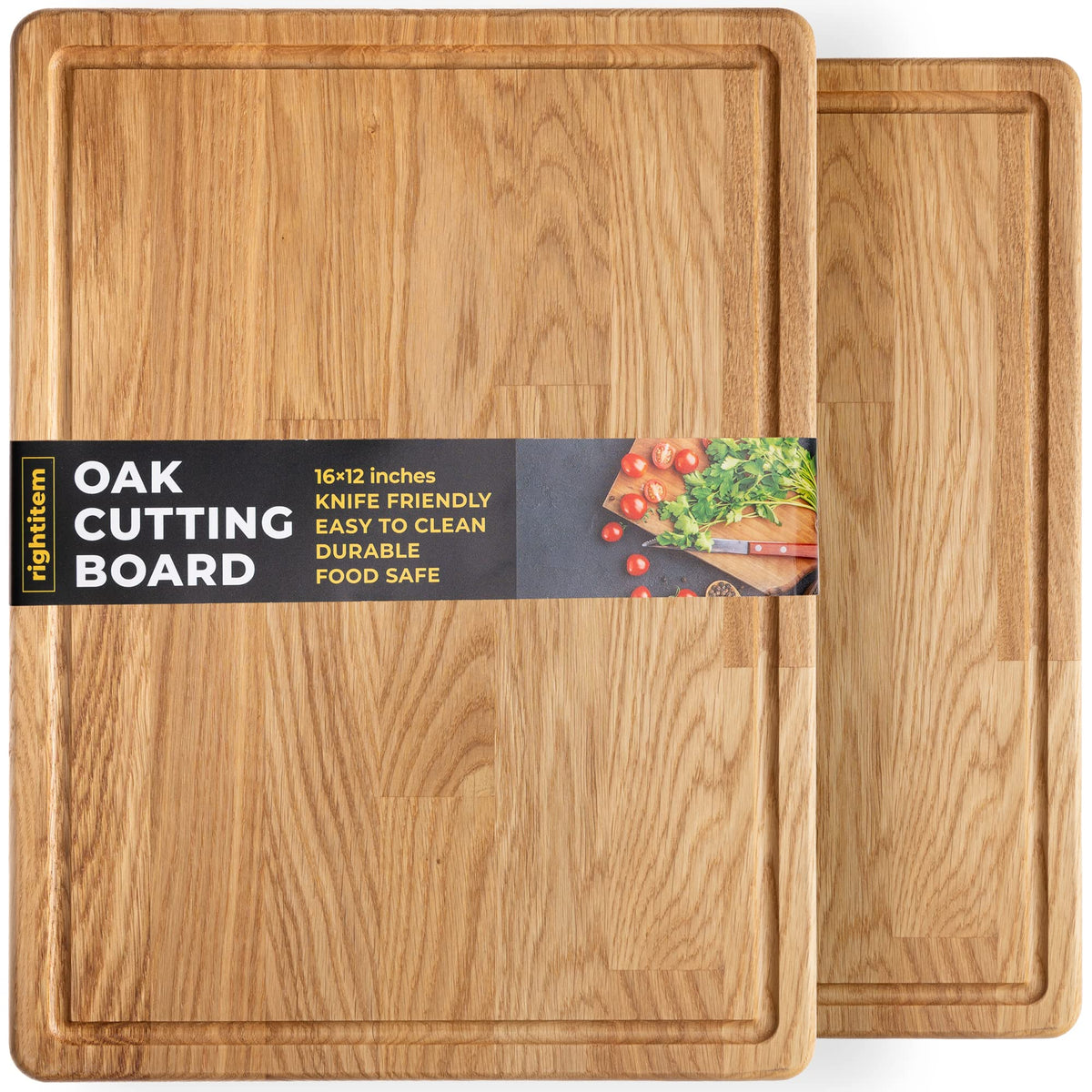 16x12 Inches Large Wood Cutting Board - Oak Cutting Board with Juice Groove - Steak Board - Fruit Cutting Board - Real Wood Cutting Board