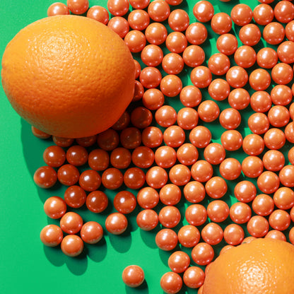 Shimmer Gumballs - Orange Candy Bubble Gum for Kids - 45 Pearl Orange Gumballs per Bag Chewing Gum - Nostalgic Valentines Candy for Party Favors Easter Basket & Sweet Treats, 16mm (0.62 inch)