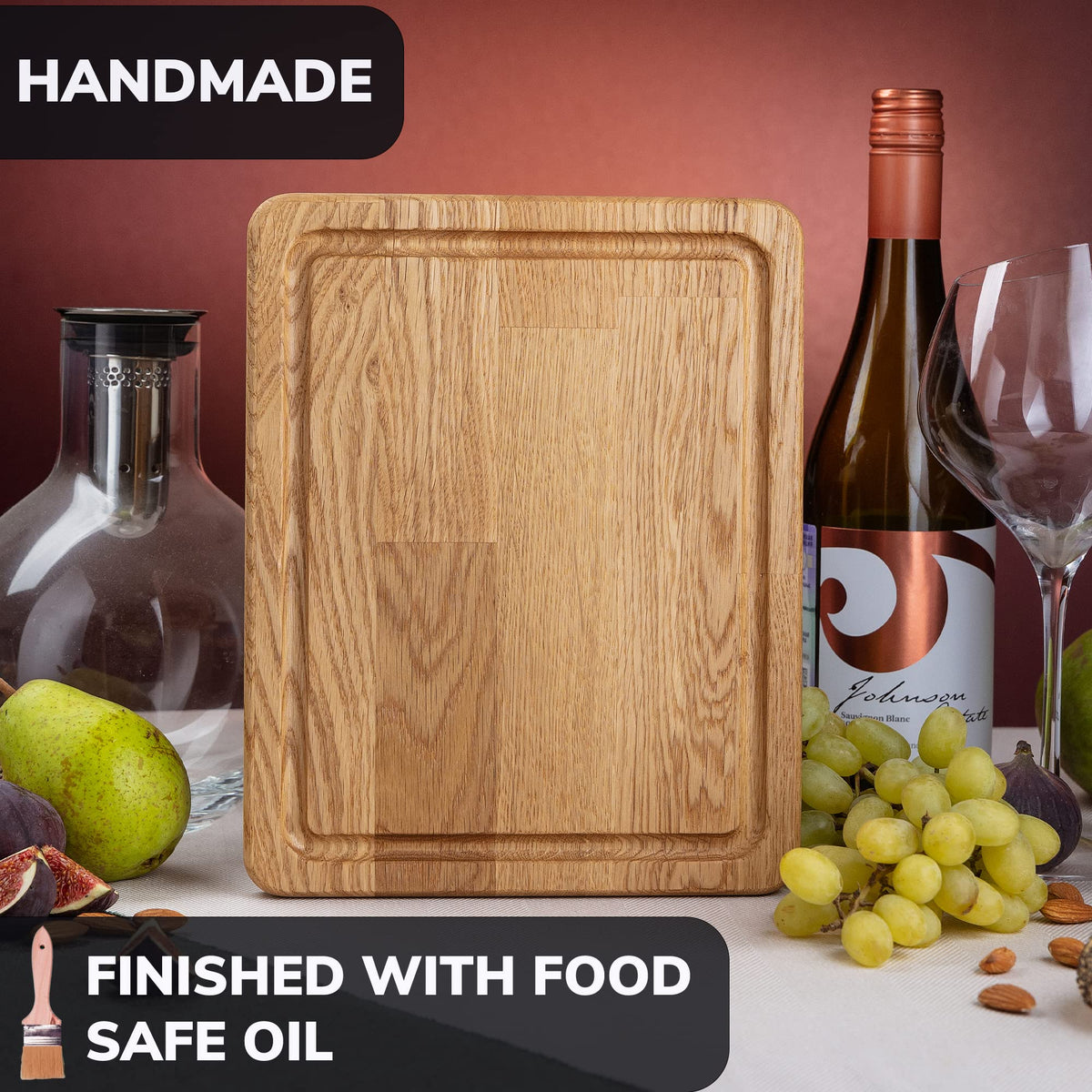 Cutting Board - 10x8 Inches Small Wood Cutting Board - Oak Cutting Board - Real Wood Cutting Board - Chopping Board for Kitchen